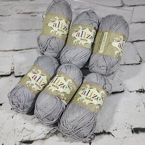 Alize Bella Yarn Gray Lot of 6 Skeins New